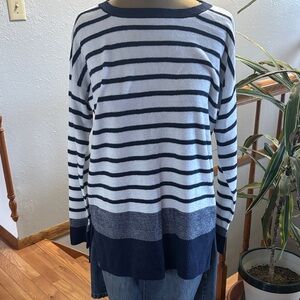 Barefoot Dreams Navy and White Striped Sweater. NWT